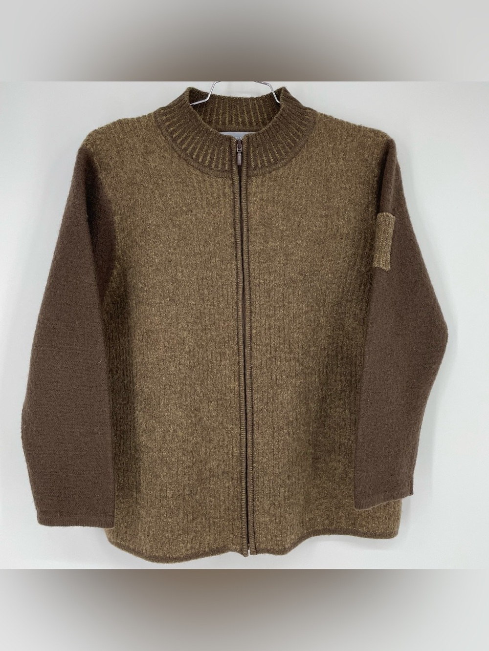 Modern Soul brown zip front wool cardigan sz L